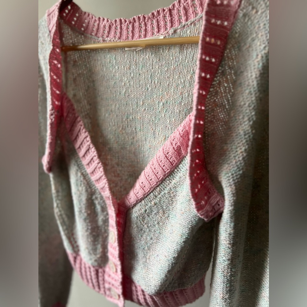 Love Shack Fancy cropped knit cardigan in rose - Picture 8 of 8